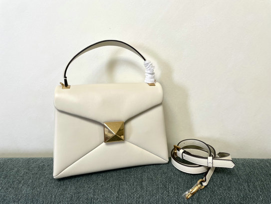 2022 Valentino Small One Stud Handbag in Ivory Nappa Leather [1187B ...
