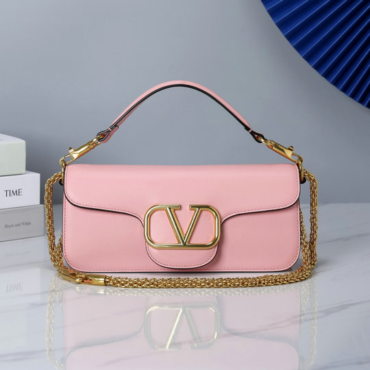 2022 Valentino VLogo Signature Shoulder Bag in Pink Calfskin [2035C ...