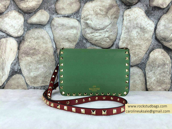 Valentino Green Flap Rockstud Crossbody Bag