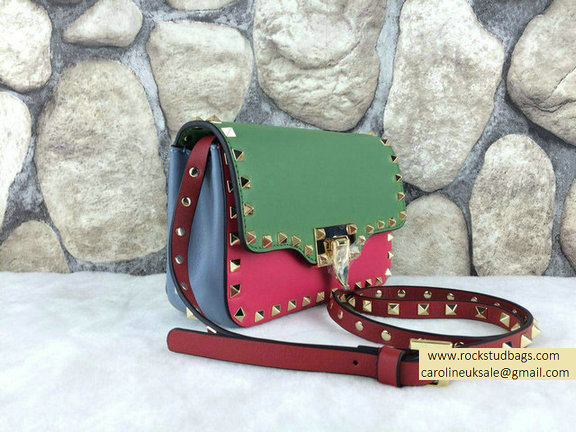 Valentino Green Flap Rockstud Crossbody Bag