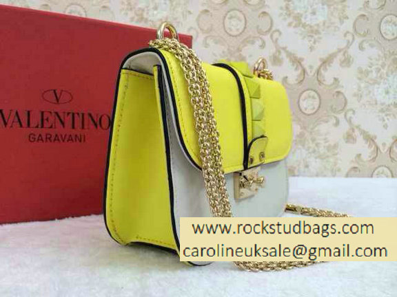 Valentino Psychedelic Rockstud Lock Small Shoulder Bag Yellow/White