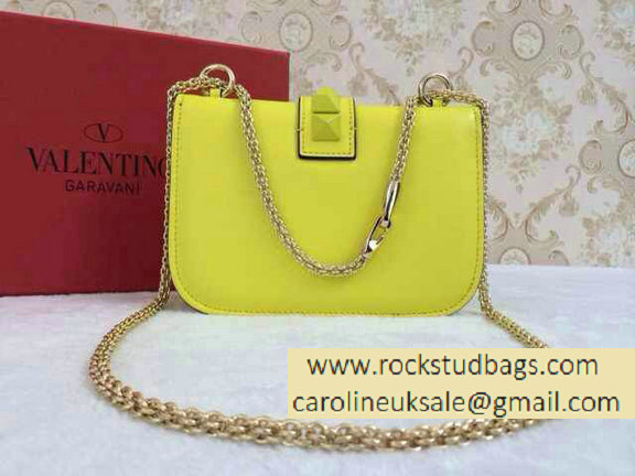 Valentino Psychedelic Rockstud Lock Small Shoulder Bag Yellow/White