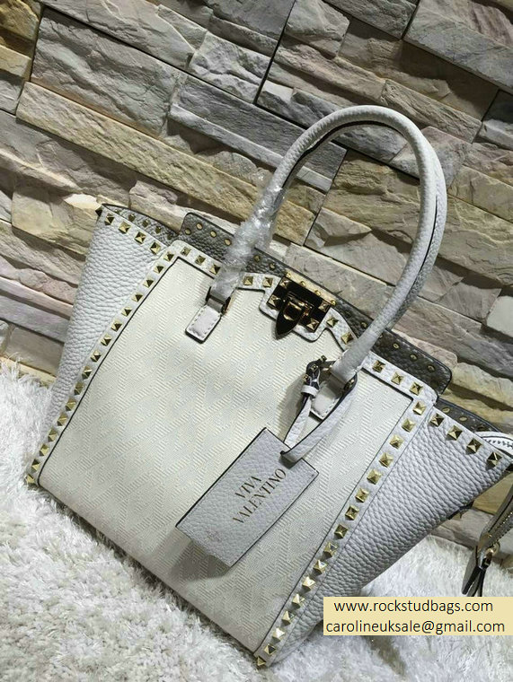 Valentino Fabric Double Handle Bag White 2015