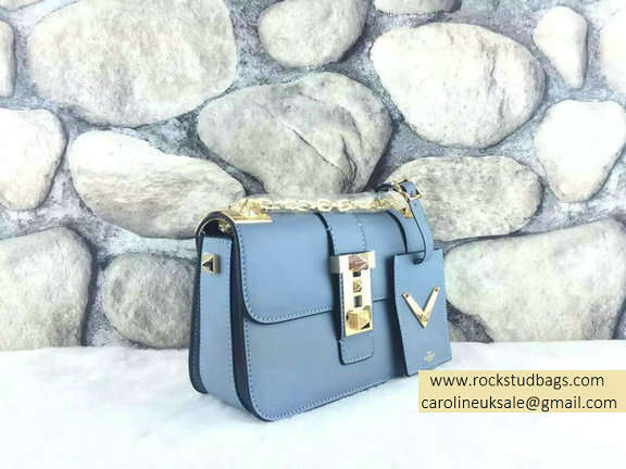 Valentino Chain Shoulder Bag in Blue Calfskin 2015