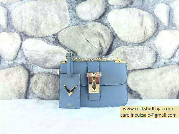 Valentino Chain Shoulder Bag in Blue Calfskin 2015