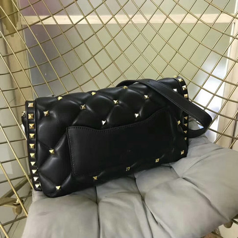 2018 S/S Valentino Candystud Shoulder Bag in black soft lambskin ...