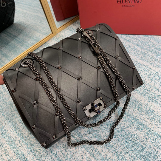 2020 Valentino Beehive Small Chain Shoulder Bag in Black Leather ...