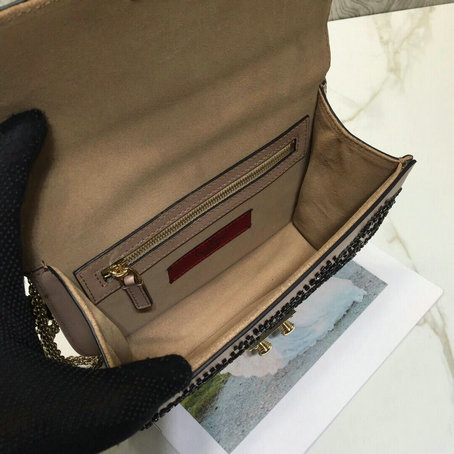 2019 Valentino Rockstud Lock Crystal Embellished Chain Bag [DD1100C ...