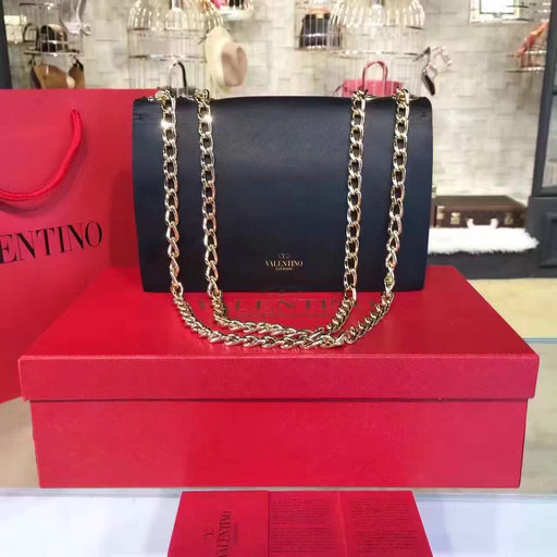 valentino black bag with gold chain