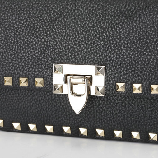 2021 Valentino Small Rockstud Handbag in Black Grainy Calfskin [2025S01 ...