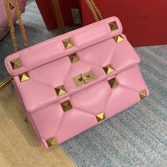 2020 Valentino Roman Stud Medium Shoulder Bag in Pink Nappa Leather ...