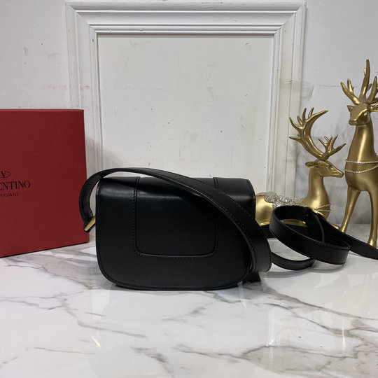 2020 Valentino Supervee Small Shoulder Bag Black with maxi metal logo ...