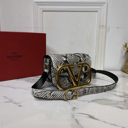 2020 Valentino Supervee Small Snake-Print Shoulder Bag with maxi metal ...