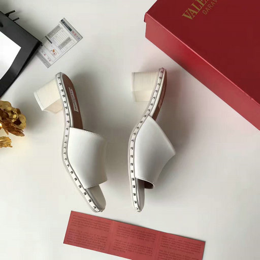 2017 Summer Valentino Soul Rockstud 50mm Sandal White with micro studs ...
