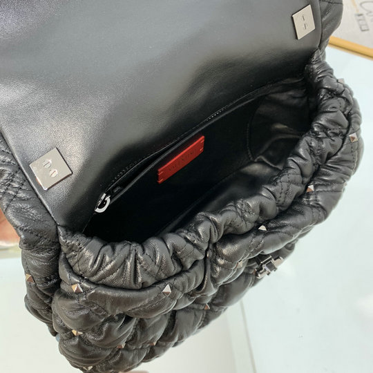 2021 Valentino Medium SpikeMe Shoulder Bag in Black Nappa Leather ...
