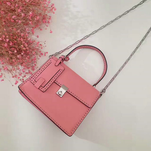 2017 F/W Valentino Small Stud Stitching Single Handle Bag in Pink ...