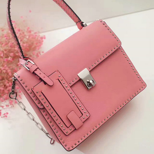 2017 F/W Valentino Small Stud Stitching Single Handle Bag in Pink ...