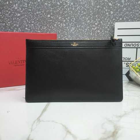 2019 Valentino VLOGO Pouch in Black Calfskin Leather [501701] - $165.19 ...