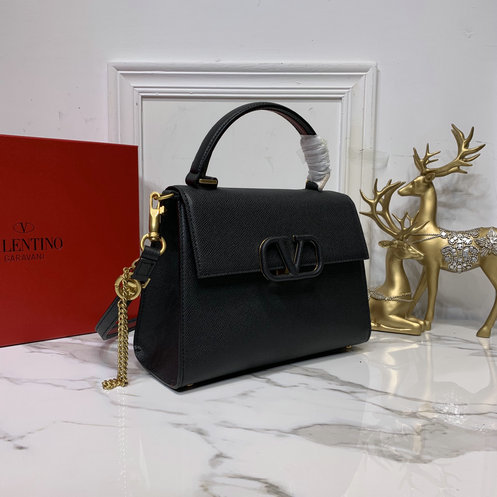 2019 Valentino Small Vsling Handbag in Black Grainy Calfskin Leather ...