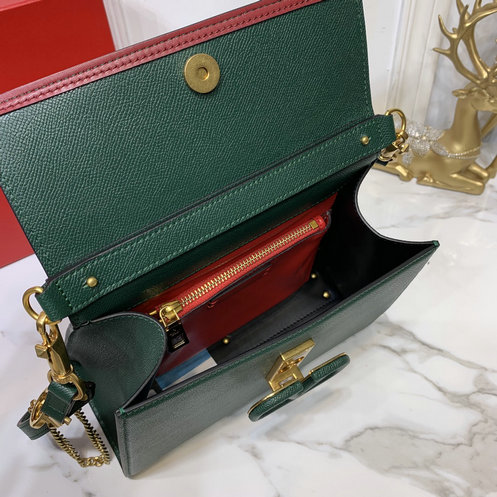 2019 Valentino Small Vsling Handbag in Dark Green Grainy Calfskin ...