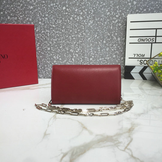 2020 Valentino Small Vcase Chain Bag in Dark Red Leather [1930S05 ...