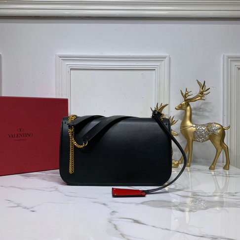 2019 Valentino VLOCK Brushed Calfskin Shoulder Bag in Black [001601 ...